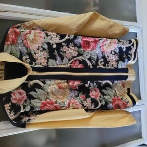Floral Bomber Jacket with Yellow Sleeves